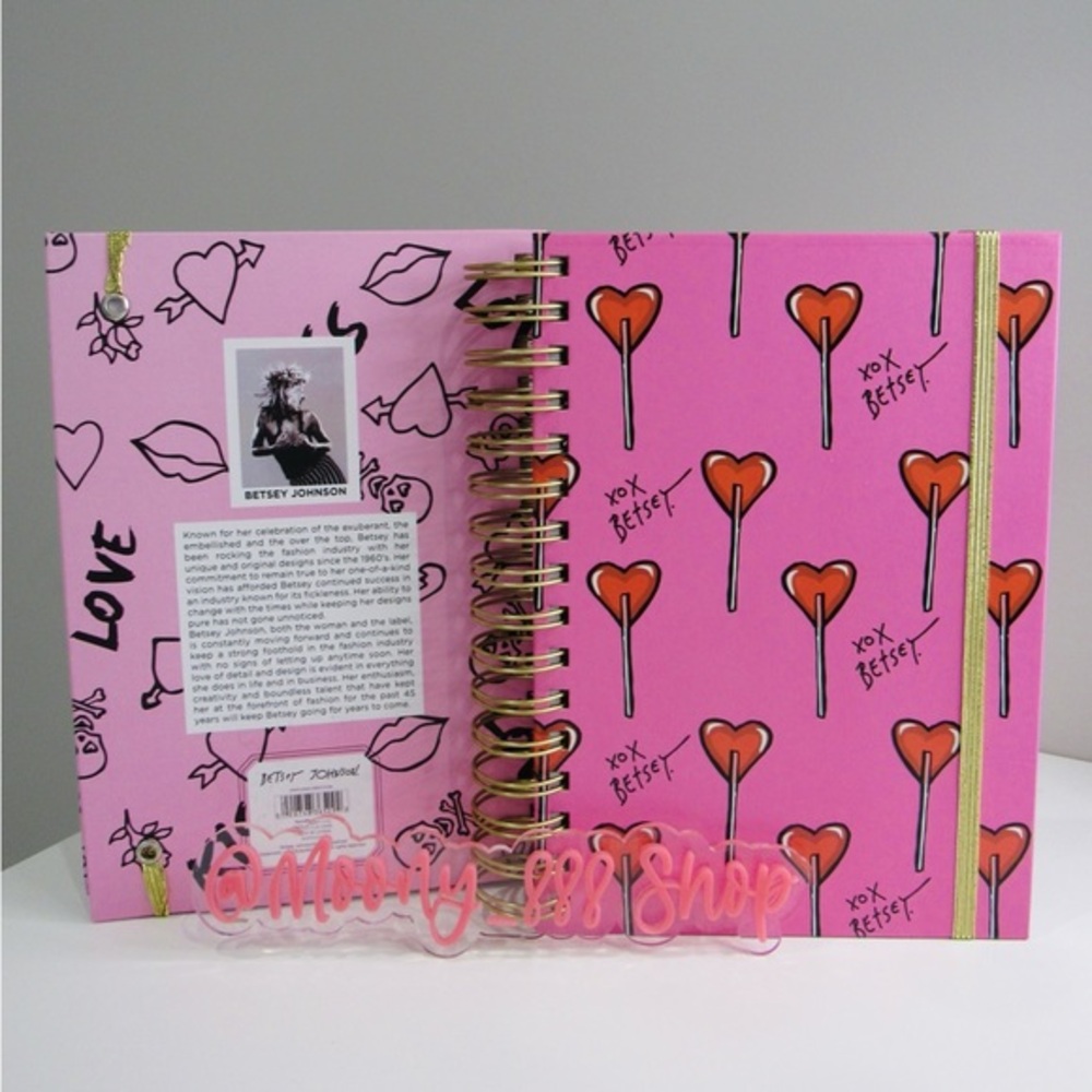 Betsey Johnson Pink Heart Skull Hardcover Lined Paper Journal Notebook 2pc Set